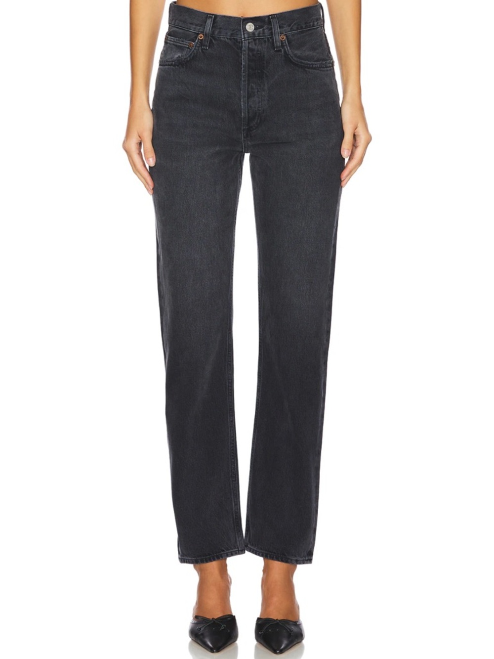 Agolde High-Rise Straight Leg Jeans - Black